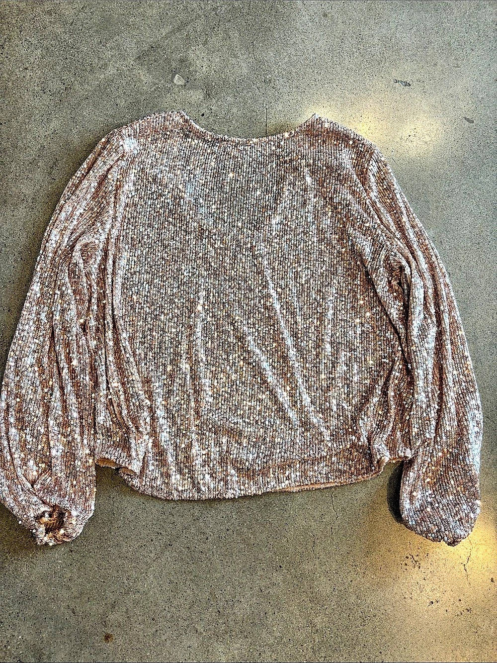 Chelsea28 Sequin Long Sleeve Top in Blush Size large
